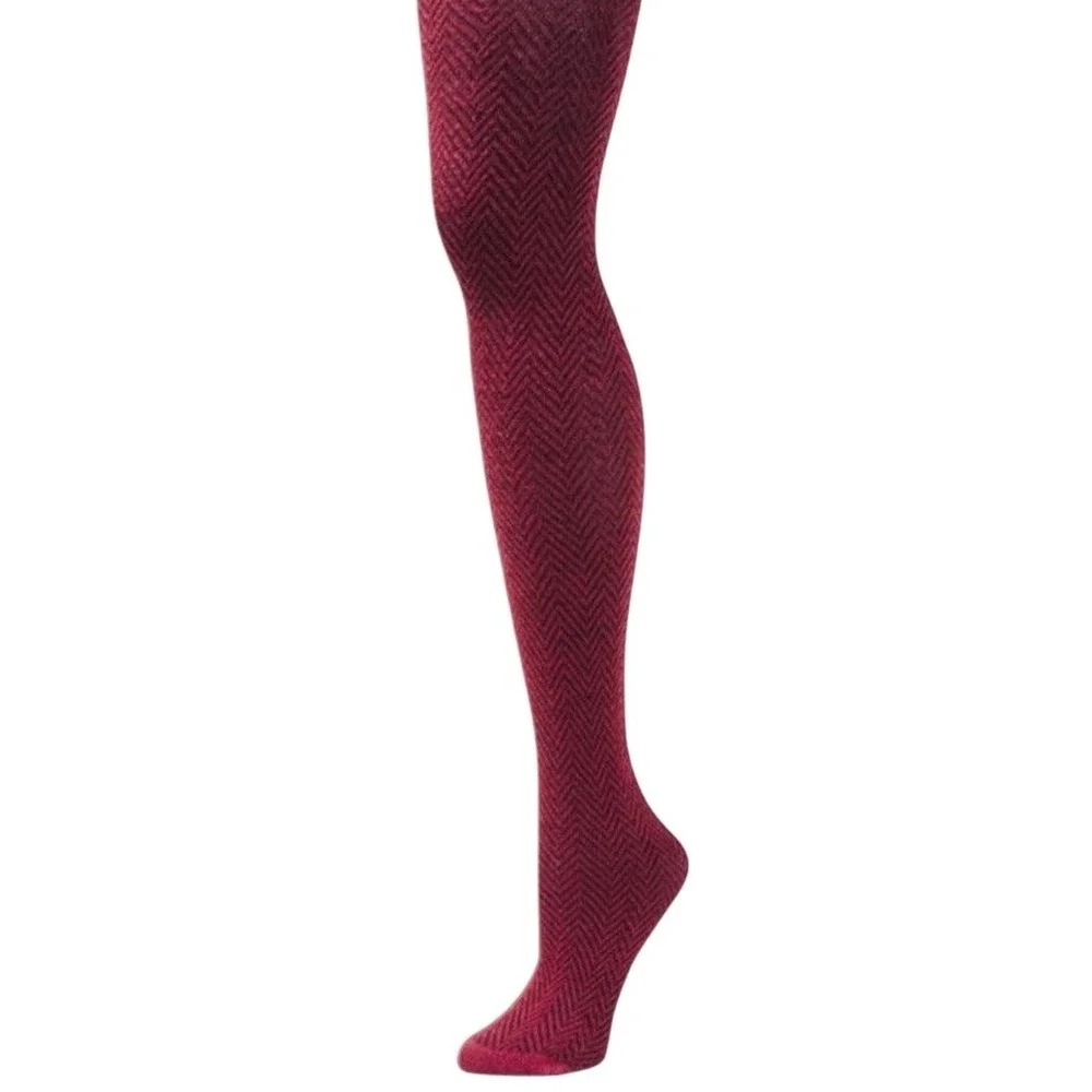 Burgundy Cotton Tights Medium Herringbone Red Wine Opaque B.ella Fall Winter New